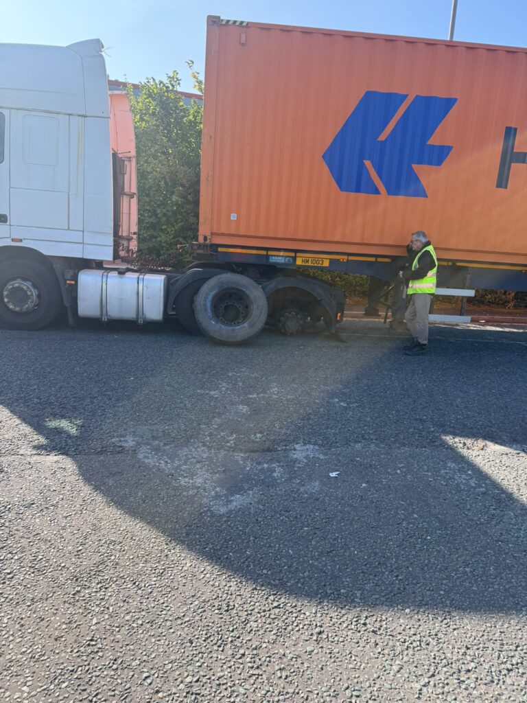 Real HGV roadside tyre work carried out by the mobile team
