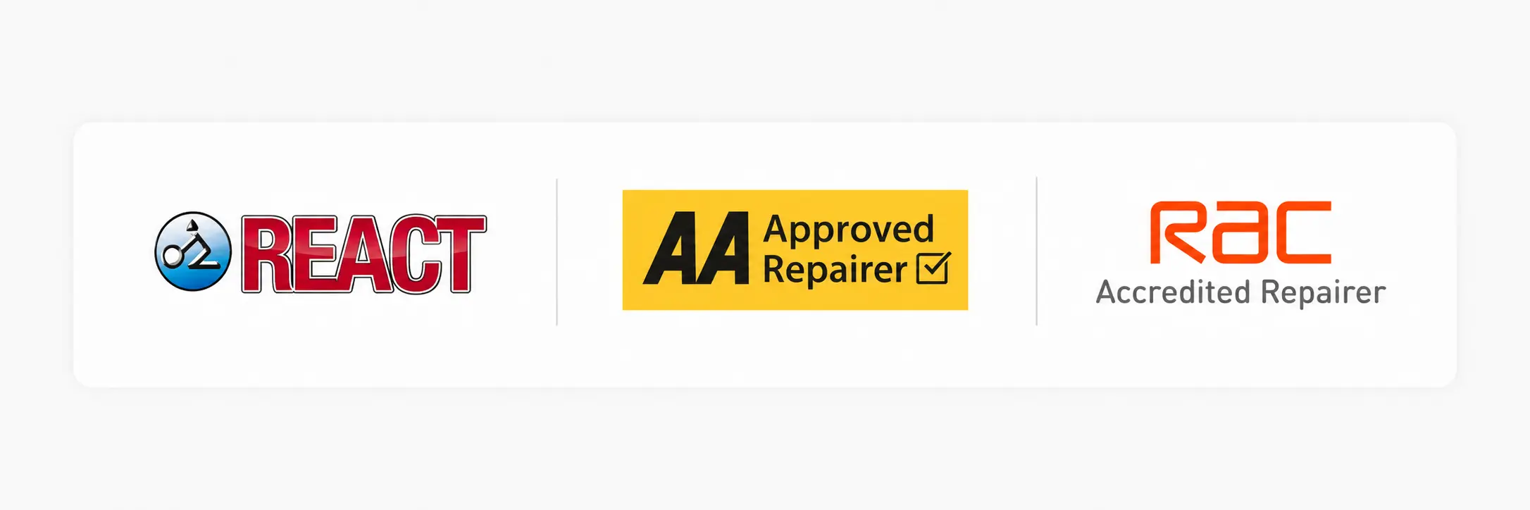 TMA Mobile Tyres REACT, AA Approved Repairer and RAC Accredited Repairer credentials